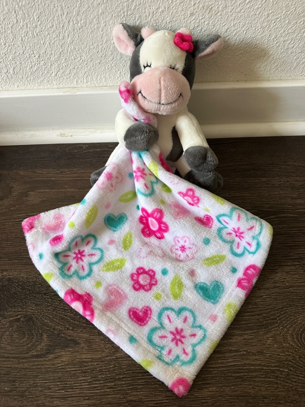 Little Miracles Cow Lovey Pink Flower Plush Security Blanket Costco